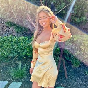 Weworewhat Yellow Satin Dress